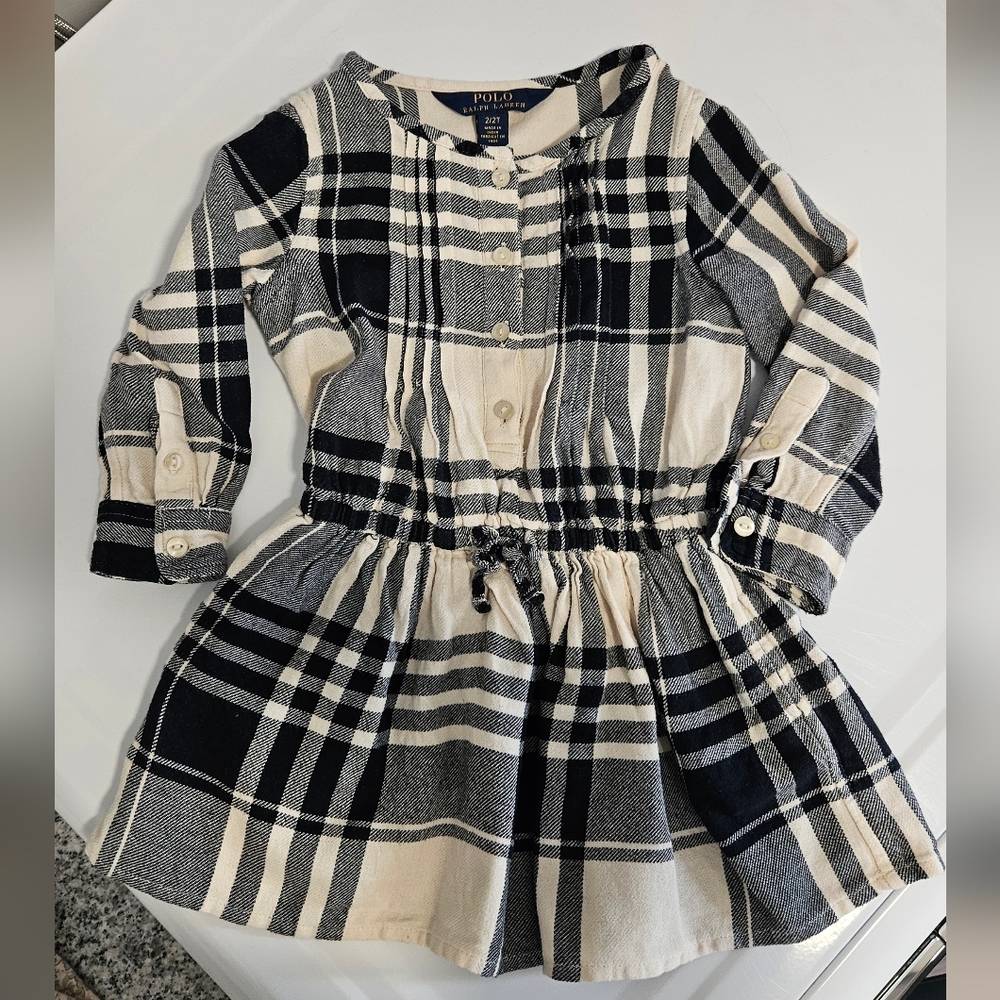 Polo by Ralph Lauren Black and Cream Plaid Dress